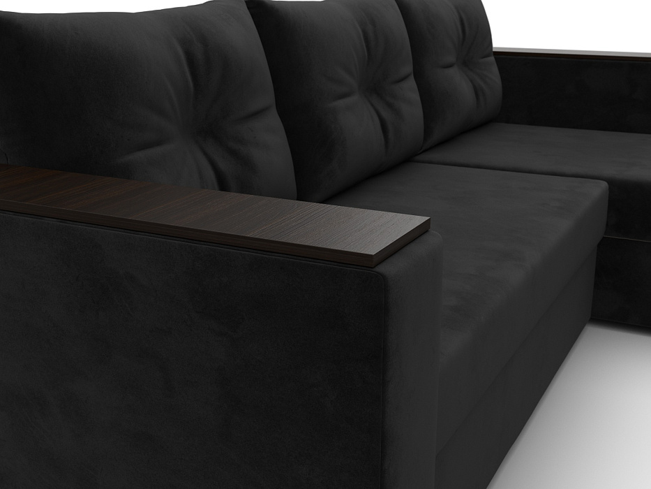 Диван угловой Атланта без стола универсальный угол (seven 35 черный)