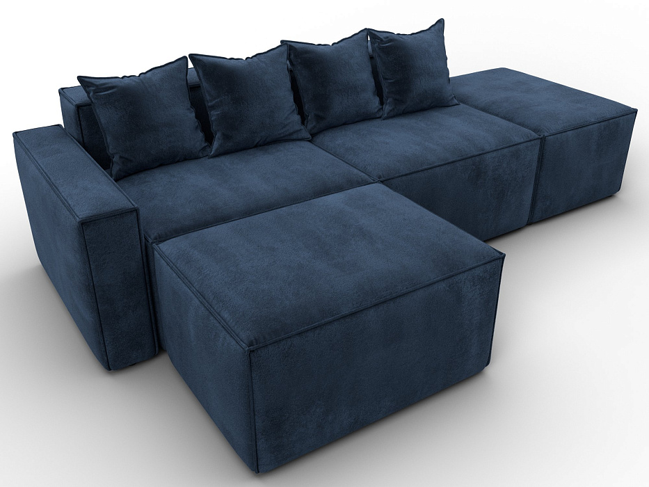 Диван угловой модульный Лига-063 угол левый (tower 13 синий)