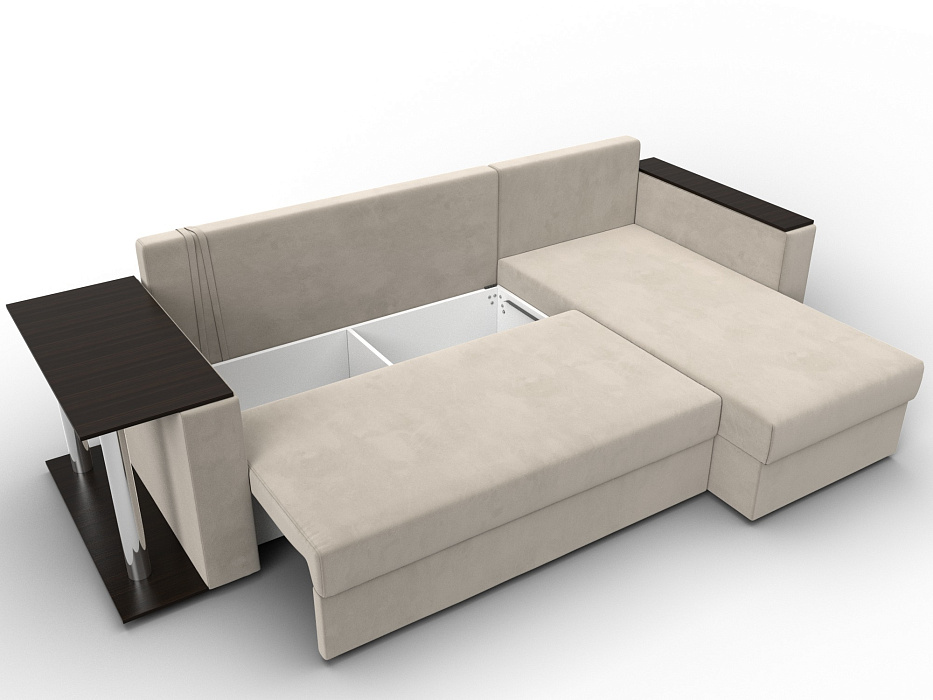 Диван угловой Атланта со столом правый угол (бежевый)