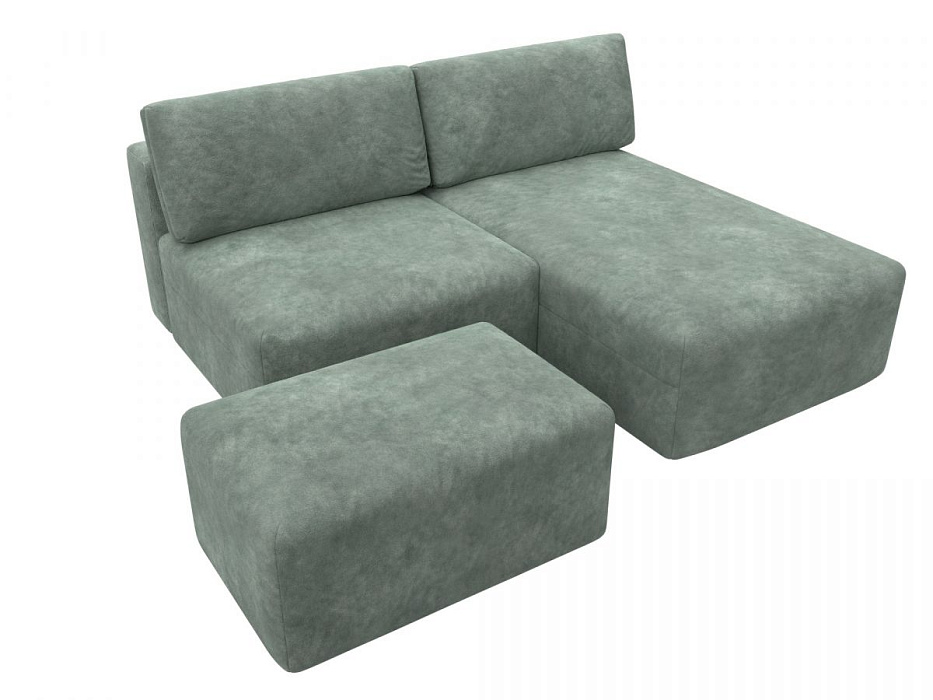 Диван угловой модульный с пуфом Лига-060 НПБ угол универсальный (brut 08 зеленый)
