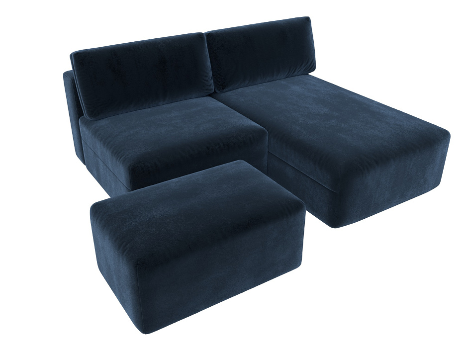 Диван угловой модульный с пуфом Лига-060 НПБ угол универсальный (tower 13 синий)