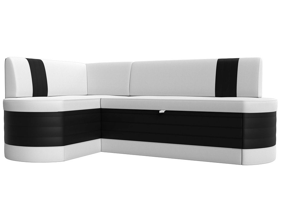 Кухонный угловой диван Токио левый угол (белый\черный)