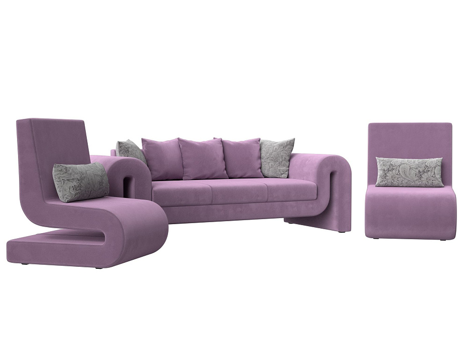 Набор Волна-1 (диван, 2 кресла) (сиреневый)