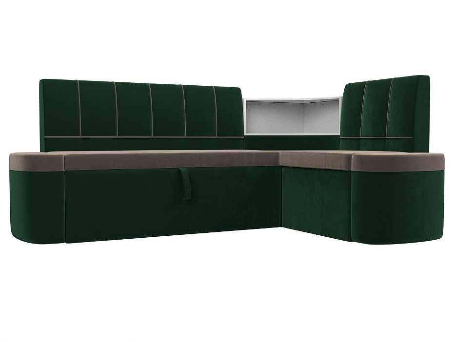 Кухонный угловой диван Тефида правый угол (коричневый\зеленый)
