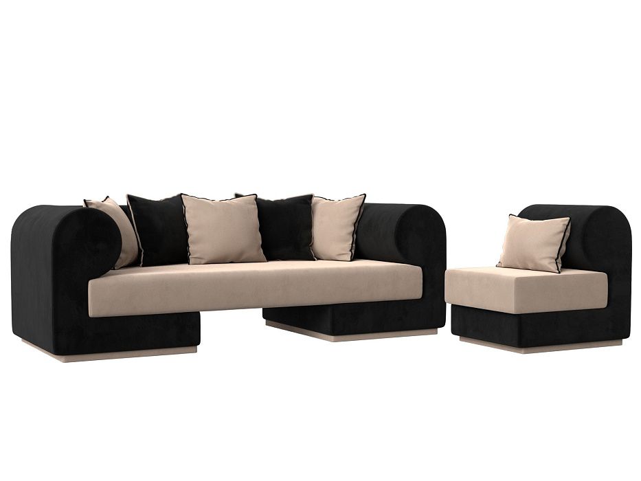 Набор Кипр-2 (диван, кресло) (бежевый\черный)