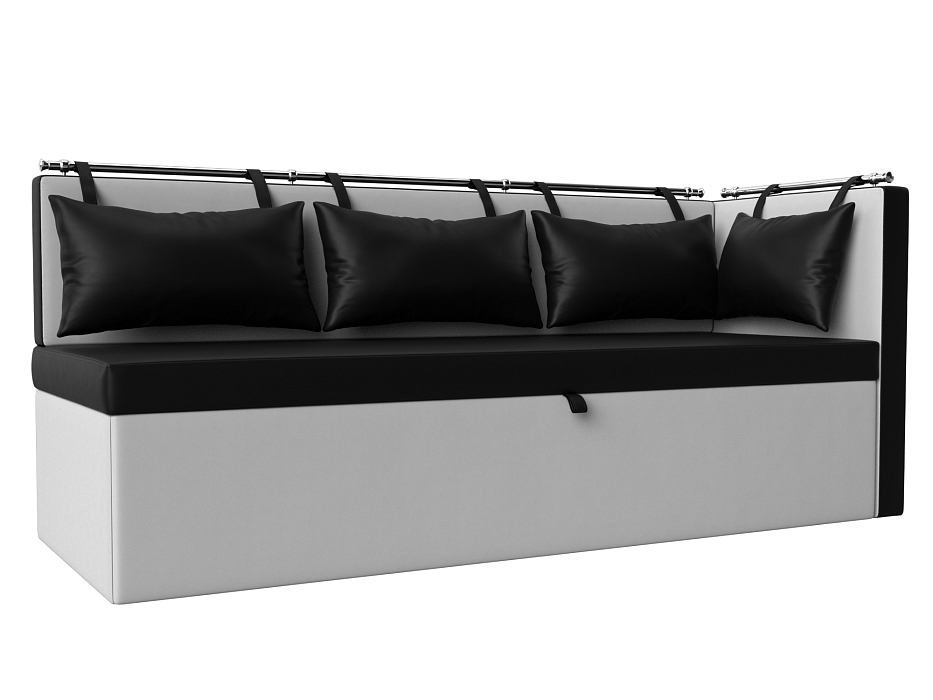 Кухонный диван Метро с углом справа (черный\белый)
