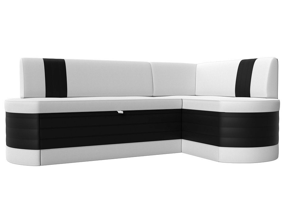 Кухонный угловой диван Токио правый угол (белый\черный)