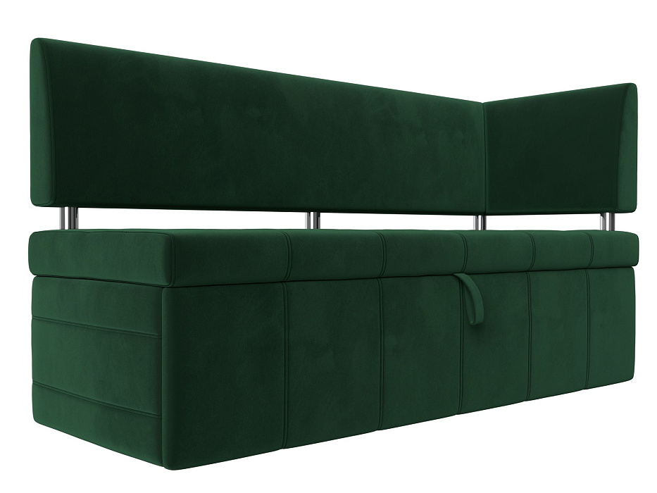 Кухонный прямой диван Стоун с углом правый (зеленый)