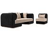 Набор Кипр-2 (диван, кресло) (бежевый\черный)