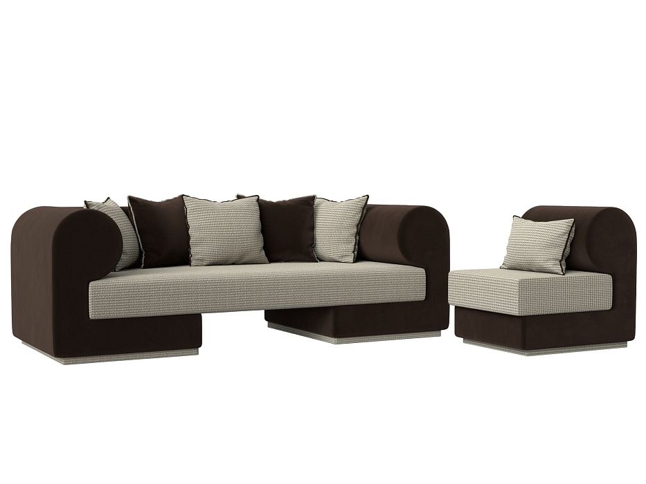 Набор Кипр-2 (диван, кресло) (корфу 02\коричневый цвет)