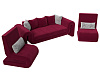 Набор Волна-1 (диван, 2 кресла) (бордовый)