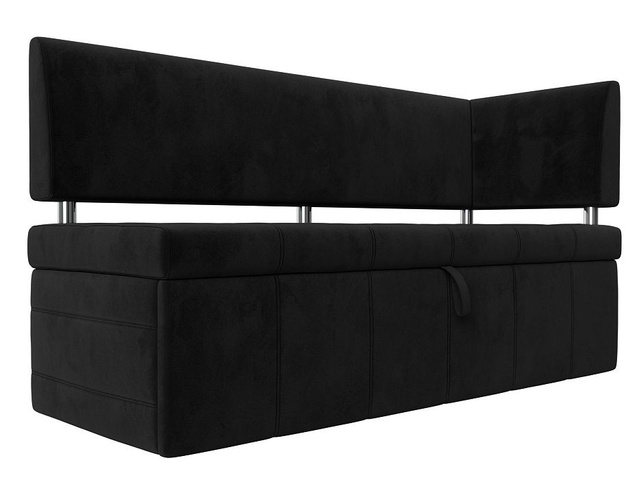 Кухонный прямой диван Стоун с углом правый (черный)