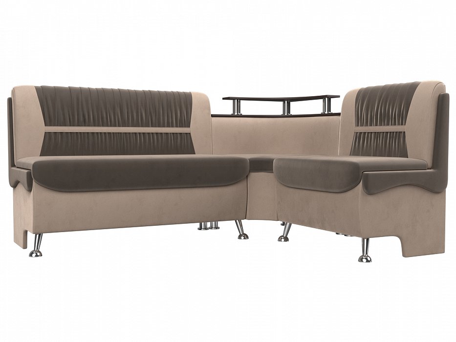 Кухонный угловой диван Сидней правый угол (коричневый\бежевый)