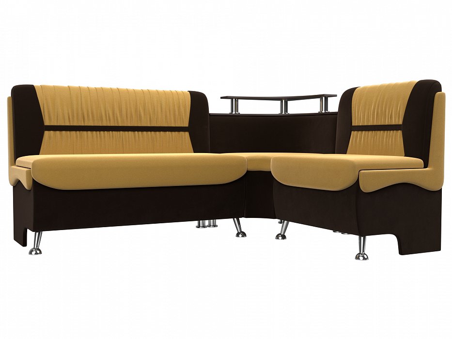 Кухонный угловой диван Сидней правый угол (желтый\коричневый)